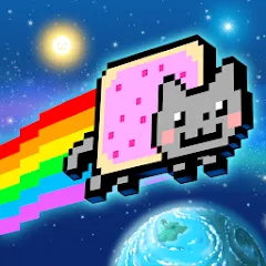 Скачать взломанную Nyan Cat: Lost In Space (Нян Кэт)  [МОД Бесконечные деньги] - полная версия apk на Андроид