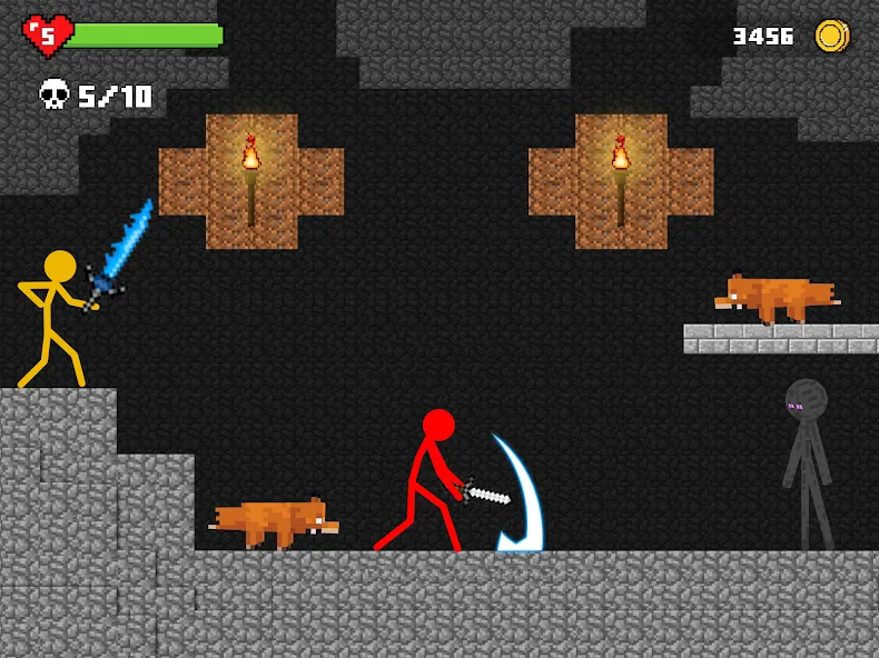 Stick-man Battle - Craft World  [МОД Много монет] Screenshot 1